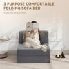 WUTUTUEE Folding Sofa Bed Convertible Floor Couch Foldable Chair Bed with Pillow.Linen Sleeper Chair Futon.Foldable Memory Foam Mattress for Bedroom/Living Room/Dorm/Office (Dark Grey. Single)