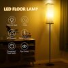 CRLL Floor Lamp for Living Room. Bedroom. Office. Modern Floor Lamps with Remote Control & Foot Switch. 2700 K - 6500 K Continuously Dimmable Reading Lamp with Linen Shade. Floor Lamp with Night Light