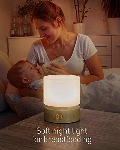 Smilodon Timer Night Light.Dimmable LED Bedside Lamp.Night Light Kids and Baby Nursery.Woodgrain.Sleep Aids Light.Rechargeable.Battery Operated