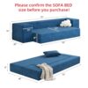 Luoxiao 75'' Folding Futon Sofa Bed 2-in-1 Convertible Floor Couch with 2 Pillows Foldable Sleeper Chair for Small Spaces Mattress Couch for Living Room. Guest. Playroom. Apartment Twin. Navy Blue