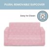 Delta Children Serta Perfect Sleeper Extra Wide Convertible Sofa to Lounger. Comfy 2-in-1 Flip Open Couch/Sleeper for Kids. Pink