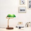 Hsyile KU300237 Rope Switch Retro Table Lamp with USB Charging Ports. with Green Retro Glass Lamp Shade for Living Room Bedroom.Bulb Included