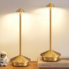 NEWSEE Modern Cordless Table Lamp Set of 2. Portable LED Desk Lamps. 5000mAh Rechargeable Battery Operated Lighting for Bedroom Dining Room Restaurant Coffee Shop Camping Night Light (Gold)