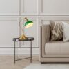 O'Bright Bankers - Cordless LED Table Lamp. Battery-Operated. Rechargeable. 3-Level Dimming. Universal USB-C Charging. 180° Swivel Head. Classic Green Glass Shade. Antique Brass