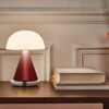 Lexon Mina L Mushroom Lamp - 9 LED Color Table Lamp for Bedrooms. Living Room & Office - Cordless. Rechargeable with 24h Light & Dimmer. Aluminum. Large - Dark Red