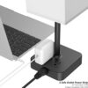 Alimentata Touch Control Bedside Table Lamp with USB C & USB A Charging Port and 2 AC Outlet. Minimalist LED Desk Night Light with Charger Base White Fabric Shade for Bed Room/Nightstand/Office