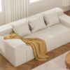 Modern 3-Seater Sofa. Hybrid Sofa in a Box. No Assembly Required. Comfy Sofa Couch with 3 Matching Pillows. Cat-Scratch Resistant Linen. Couch for Living Room or Bedroom. Beige