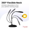 hooga Desk Lamp. Blue Light Blocking. 3 Modes: Amber 1600K. Red. Full-Spectrum 4000K. Dimmable. Rechargeable. Eye Strain Relief. Circadian Friendly