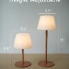 ILOVINIT Cordless Table Lamp Rechargeable. Outdoor Battery Operated Table Lamp Waterproof. Portable Touch Dimmable Night Light. Height Adjustable. for Home/Bedroom/Patio/Restaurant (Wood)