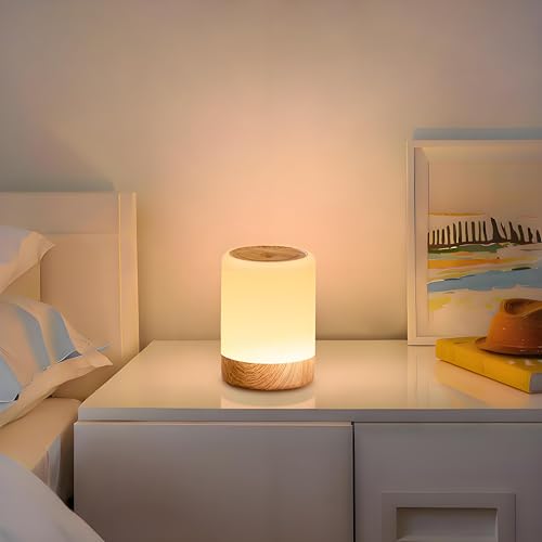 YUNJAYI Kids Night Lights for Bedroom. 256 RGB Color Changing & Warm White Small Touch Bedside Lamp Wireless. 2200mAh USB Rechargeable Battery Operated Lamp. Dimmable Nursery Night Lamp with Memory