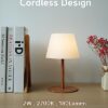 ILOVINIT Cordless Table Lamp Rechargeable. Outdoor Battery Operated Table Lamp Waterproof. Portable Touch Dimmable Night Light. Height Adjustable. for Home/Bedroom/Patio/Restaurant (Wood)