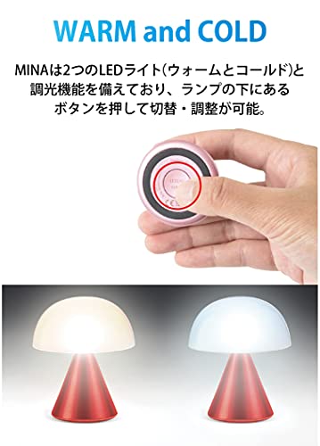 LEXON MINA Mini LED Lamp. Cool or Warm White Light. Rechargeable with USB-C Port (Cable Included) LH60MR Red