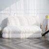N&V Folding Matress Sofa Bean Bag. Foam Filling Folding Matress Sofa. Includes Removable and Machine Washable Cover. Soft Faux Fur (White)
