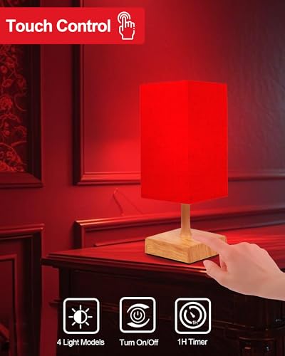 Red Light Night Light Lamp for Sleep. 670nm Red Nightlight Desk Lamp for Bedroom with Multi-Color and Brightness Options Remote Control USB Charging Elegant Design