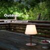 ILOVINIT Cordless Table Lamp Rechargeable. Outdoor Battery Operated Table Lamp Waterproof. Portable Touch Dimmable Night Light. Height Adjustable. for Home/Bedroom/Patio/Restaurant (Wood)