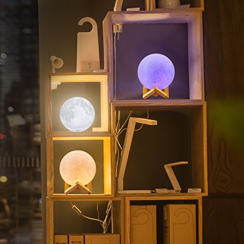 LOGROTATE Moon Lamp. 16 Colors LED Night Light 3D Printing Moon Light with Stand & Remote/Touch Control and USB Rechargeable. Moon Light Lamps for kids friends Lover Birthday Gifts (Diameter 4.8 INCH)