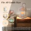 WARMCITY Glass Flower Lampshape Candle Warmer Lamp with Adjustable Height. Wax Burner Lamp with Timer and Dimmer. Wooden Base Candle Warmer. Women's Gifts (Amber)