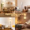 CRLL Floor Lamp for Living Room. Bedroom. Office. Modern Floor Lamps with Remote Control & Foot Switch. 2700 K - 6500 K Continuously Dimmable Reading Lamp with Linen Shade. Floor Lamp with Night Light