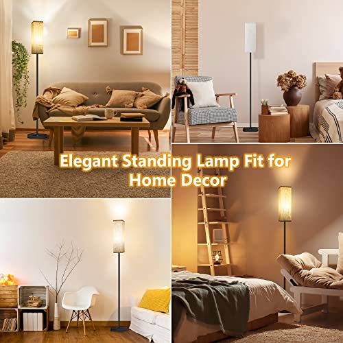 CRLL Floor Lamp for Living Room. Bedroom. Office. Modern Floor Lamps with Remote Control & Foot Switch. 2700 K - 6500 K Continuously Dimmable Reading Lamp with Linen Shade. Floor Lamp with Night Light