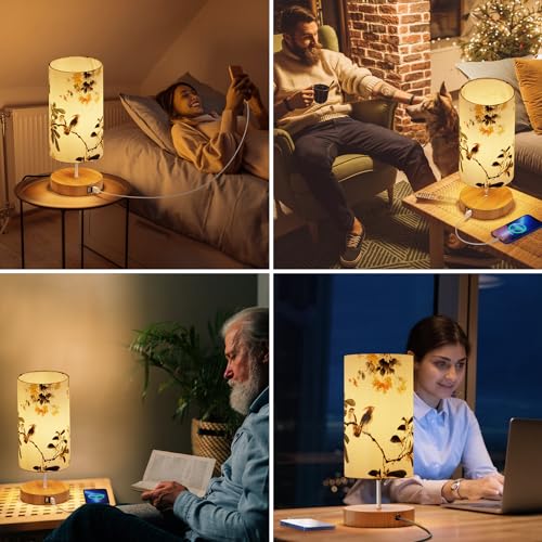 GPATIO Bedside Lamp with 2 USB Charging Ports. Printed Bedside Lamp. Touch Control Table Lamp. Nightstand Light with 3 Bright Modes. for Bedroom. Living Room. Office