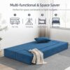 Luoxiao 75'' Folding Futon Sofa Bed 2-in-1 Convertible Floor Couch with 2 Pillows Foldable Sleeper Chair for Small Spaces Mattress Couch for Living Room. Guest. Playroom. Apartment Twin. Navy Blue