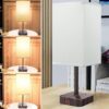 COZOO USB Bedside Table Desk Lamp with 3 USB Charging Ports and 2 AC Outlets. Dimmable Nightstand Lamp with Charger Base. White Fabric Shade. LED Light for Bedroom/Nightstand/Living Room