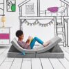 Yourigami Kids and Toddler Play Couch. Convertible Folding Sofa. Durable Foam Modular Design. Mountain Gray