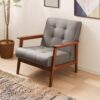 Iris Plaza H153-11GY Sofa Single Seater Fabric. Gray. Width Approx. 25.6 inches (65 cm)