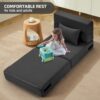 SUYOLS Folding Sofa Bed with Pillow- Convertible Chair Floor Couch & Sleeping Mattress. Foldable Memory Foam Sleeper for Living Room/Dorm/Guest Room/Home Office/Apartment/Loft. Single26. Dark Gray