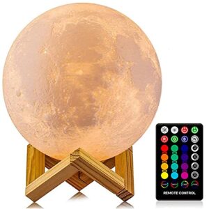 LOGROTATE Moon Lamp. 16 Colors LED Night Light 3D Printing Moon Light with Stand & Remote/Touch Control and USB Rechargeable. Moon Light Lamps for kids friends Lover Birthday Gifts (Diameter 4.8 INCH)