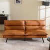 Opoiar Convertible Armless Futon Sofa Bed.3'' Memory Foam Modern Loveseat Couch.71'' L Sleeper Bed.Small Splitback Faux Leather for Living Room.Home Office.Apartment.Brown.534brown