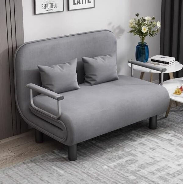 Foldable Velvet Sofa Bed - Multi-functional Single Chair. Lazy Bed. Washable (Grey Fabric 190 * 80 * 26CM)