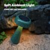 WEILAILUX Solar Cordless Mushroom Lamp Rechargeable. Portable Battery Table Lamp Waterproof. Touch Dimmable Night Light for Home/Patio/Dinning/Outdoor (Terrazzo Grey - Solar)