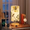 GPATIO Bedside Lamp with 2 USB Charging Ports. Printed Bedside Lamp. Touch Control Table Lamp. Nightstand Light with 3 Bright Modes. for Bedroom. Living Room. Office