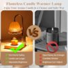 WARMCITY Glass Flower Lampshape Candle Warmer Lamp with Adjustable Height. Wax Burner Lamp with Timer and Dimmer. Wooden Base Candle Warmer. Women's Gifts (Amber)