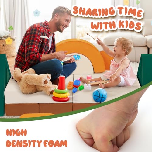 Erament 18PCS Modular Kids Play Couch - Junlge Theme Toddler Couch Building Fort. Convertible Sofa Multifunctional Kids Sofa. Toddler Baby Playroom/Bedroom Furniture for Playing. Sleeping
