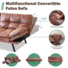 Hcore Convertible Futon Sofa Bed Brwon PU Memory Foam Loveseat.Small Euro Lounger Sofa for Compact Living Spaces.Apartment.Dorm.Studio.Guest Room.Home Office