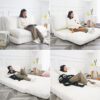 N&V Folding Matress Sofa Bean Bag. Foam Filling Folding Matress Sofa. Includes Removable and Machine Washable Cover. Soft Faux Fur (White)