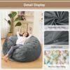 ILPEOD Bean Bag Chairs for Adults - 3' Memory Foam Furniture BeanBag - Kids/Teens Sofa with Soft Micro Fiber Cover - Round Fluffy Couch for Living Room Bedroom College Dorm - 3 ft. Grey
