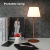 ILOVINIT Cordless Table Lamp Rechargeable. Outdoor Battery Operated Table Lamp Waterproof. Portable Touch Dimmable Night Light. Height Adjustable. for Home/Bedroom/Patio/Restaurant (Wood)