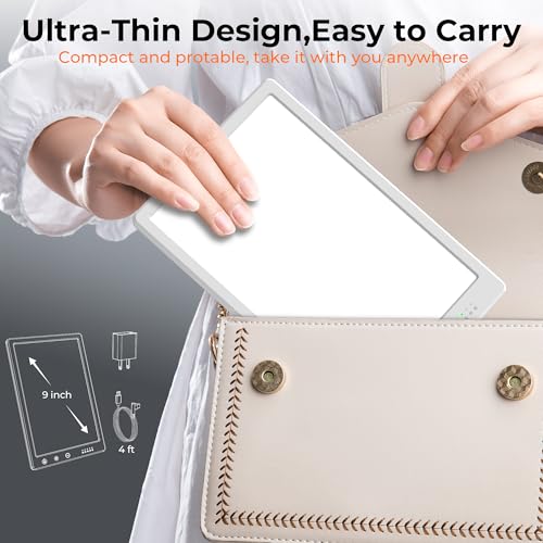 Fitfirst Light Therapy Lamp. 15000 Lux Simulated Sunlight. UV-Free LED Lamp with 3 Color Temperature & 4 Brightness Settings. Adjustable Timer. Foldable Stand for Home Office Travel