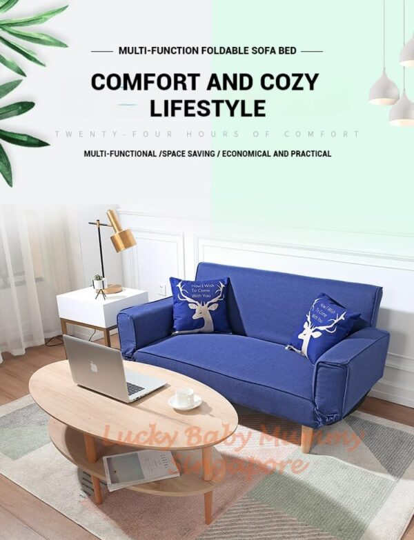 Z3 Foldable Lazy Sofa bed for Small Spaces/Fabric Sofa Bed/Double Sofa Chair (Blue)