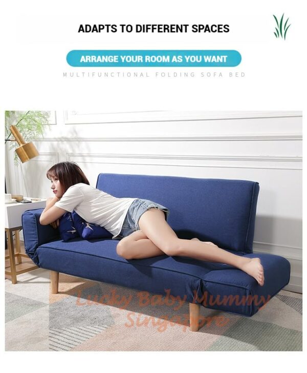Z3 Foldable Lazy Sofa bed for Small Spaces/Fabric Sofa Bed/Double Sofa Chair (Blue)